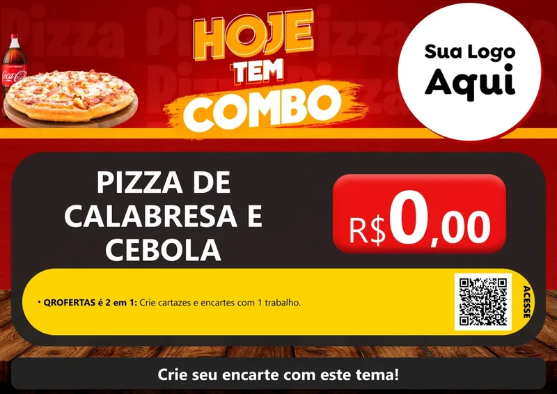 Modelo de Cartaz para Cartaz A4 Horizontal com o tema Hoje tem Combo para Pizzaria