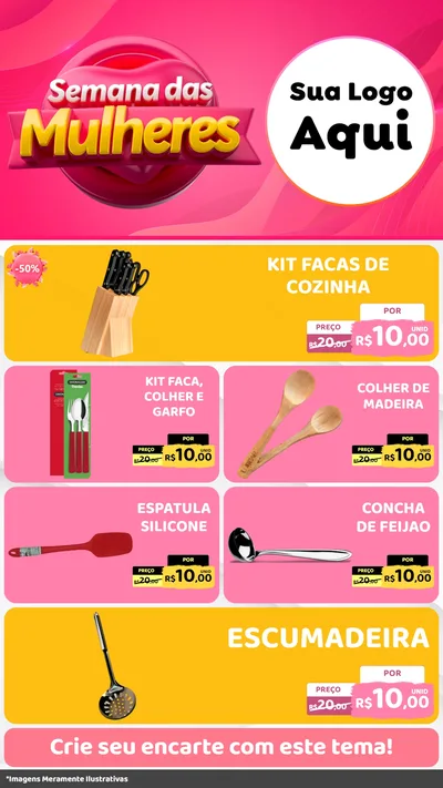 Modelo de TV para TV Vertical com o tema Semana das Mulheres para Utilidades Domésticas