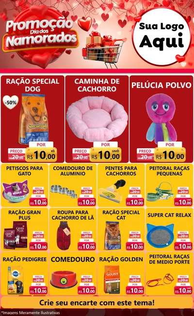 Modelo de Encarte para Encarte Grande com o tema Promoção Dia dos Namorados para Pet Shop