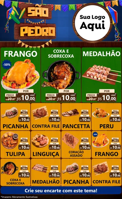 Modelo de Encarte para Encarte Grande com o tema São Pedro para Assados