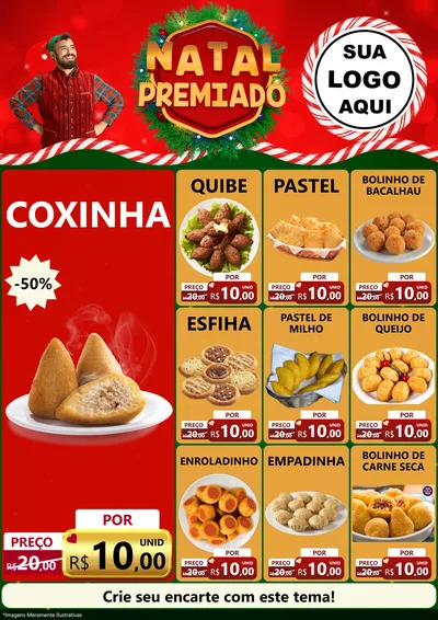 Modelo de Encarte para Encarte A4 Vertical com o tema Natal Premiado para Salgadaria