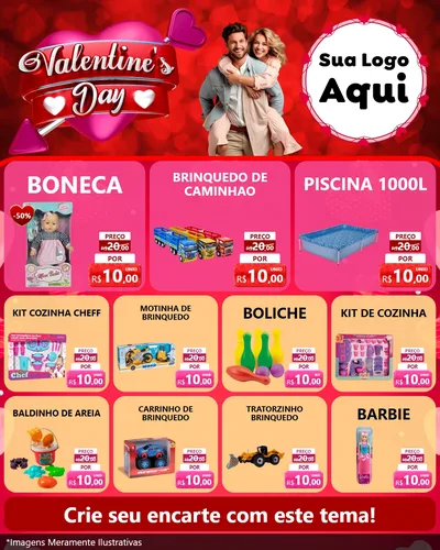 Modelo de Rede Social para Feed Instagram com o tema Valentine's Day para Brinquedos