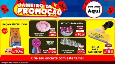 Modelo de TV para TV Horizontal com o tema Janeiro de Promoção para Pet Shop