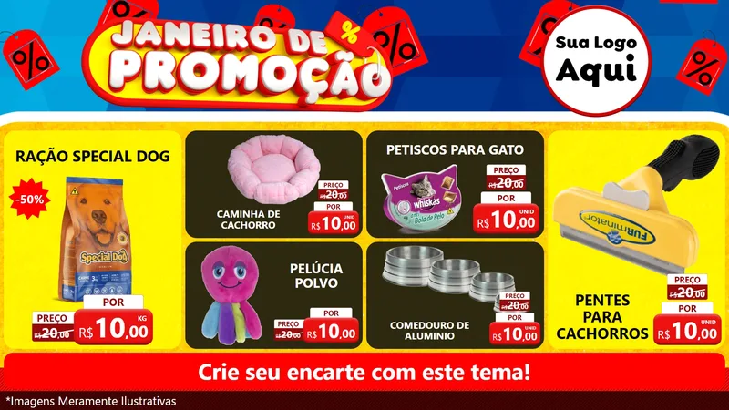 Modelo de TV para TV Horizontal com o tema Janeiro de Promoção para Pet Shop