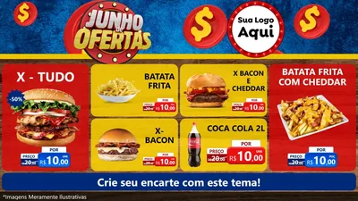 Modelo de TV para TV Horizontal com o tema Junho de Ofertas para Hamburgueria