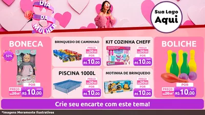 Modelo de TV para TV Horizontal com o tema Dia da Mulher para Brinquedos