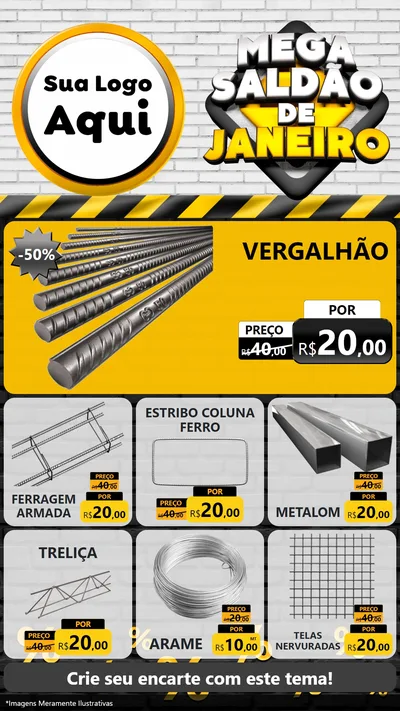 Modelo de Rede Social para Stories com o tema Mega Saldão de Janeiro para Ferragens