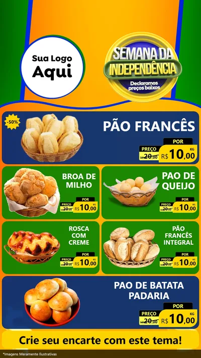 Modelo de TV para TV Vertical com o tema Semana da Independência Declaramos Preços Baixos para Padaria
