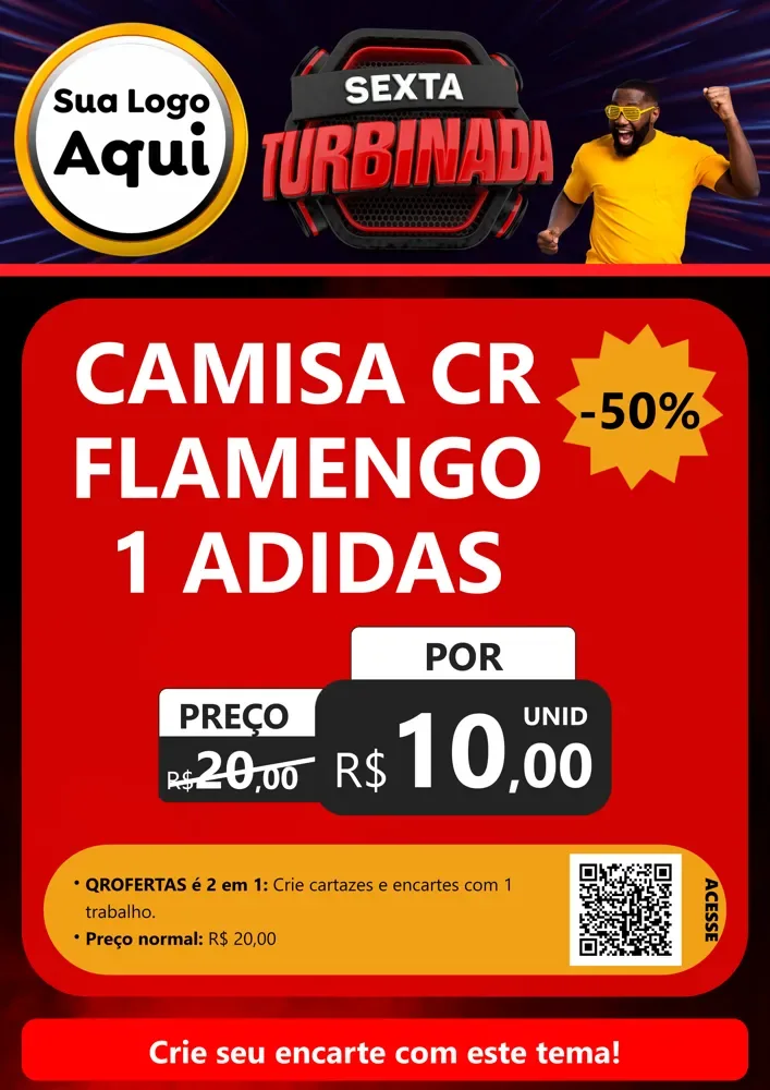 Modelo de Cartaz para Cartaz A4 Vertical com o tema Sexta Turbinada para Roupas e acessórios