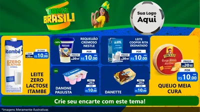 Modelo de TV para TV Horizontal com o tema Vamos Brasil - Copa para Frios e Laticínios