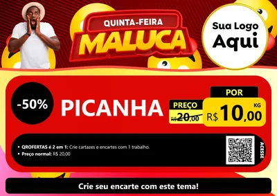 Modelo de Cartaz para Cartaz A4 Horizontal com o tema Quinta-feira Maluca para Açougue