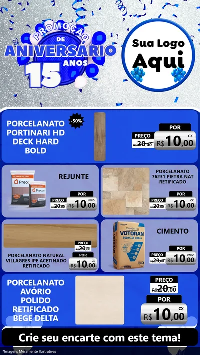 Modelo de TV para TV Vertical com o tema Promoção de Aniversário - 15 Anos para Pisos e revestimentos