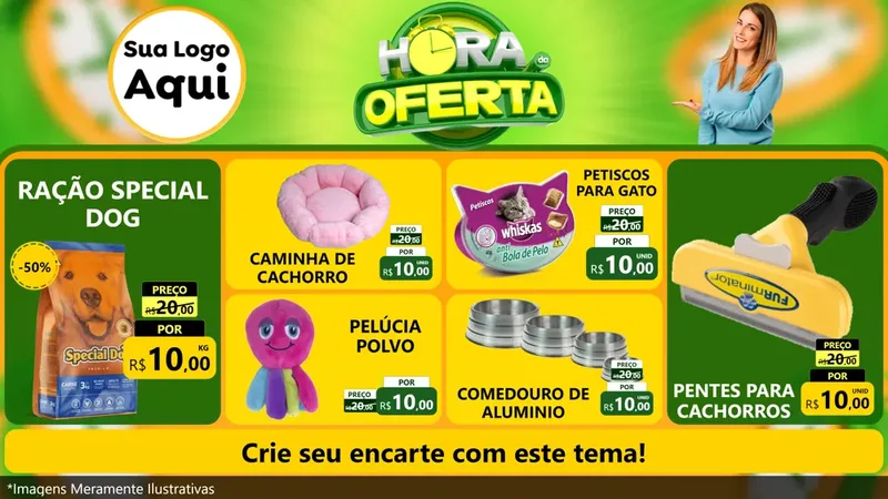 Modelo de TV para TV Horizontal com o tema Hora da Oferta para Pet Shop