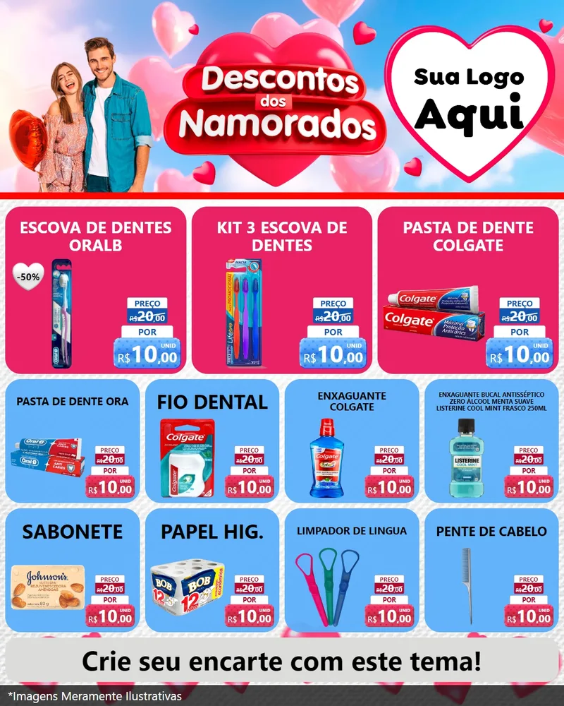 Modelo de Rede Social para Feed Instagram com o tema Descontos dos Namorados para Higiene Pessoal