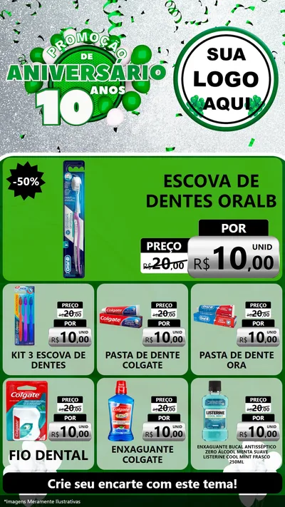 Modelo de Rede Social para Stories com o tema Promoção de Aniversário - 10 Anos para Higiene Pessoal