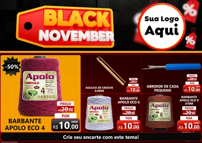 Modelo de Encarte para Encarte A4 Horizontal com o tema Black November para Armarinho e Aviamentos
