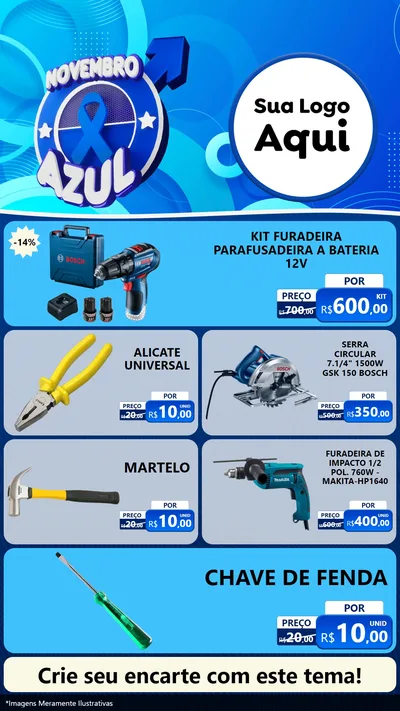 Modelo de TV para TV Vertical com o tema Novembro Azul para Maquinas e Ferramentas