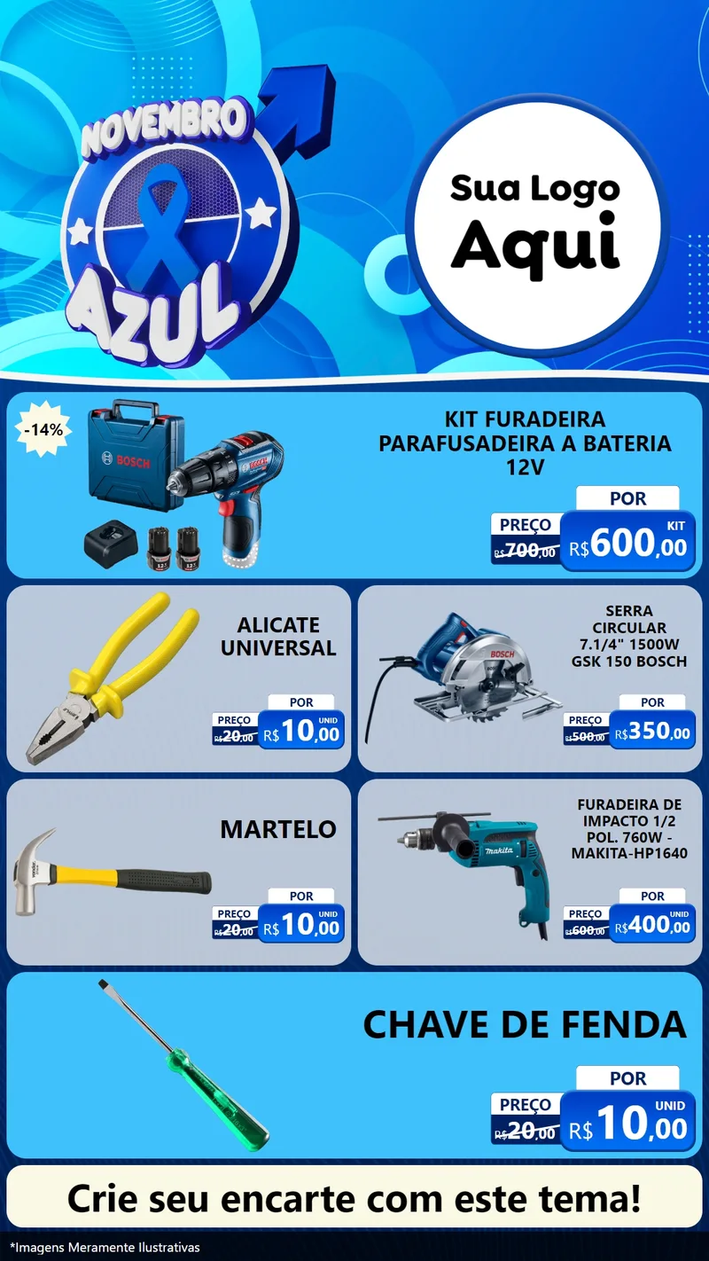 Modelo de TV para TV Vertical com o tema Novembro Azul para Maquinas e Ferramentas