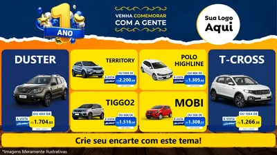Modelo de TV para TV Horizontal com o tema Um Ano de Aniversário para Concessionaria de Carros