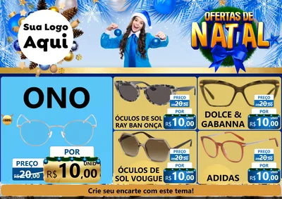 Modelo de Encarte para Encarte A4 Horizontal com o tema Ofertas de Natal para Óticas