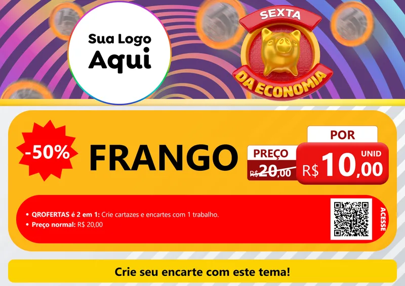 Modelo de Cartaz para Cartaz A4 Horizontal com o tema Sexta da Economia para Assados