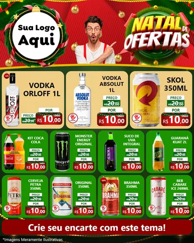 Modelo de Rede Social para Feed Instagram com o tema Natal de Ofertas para Distribuidora de bebidas