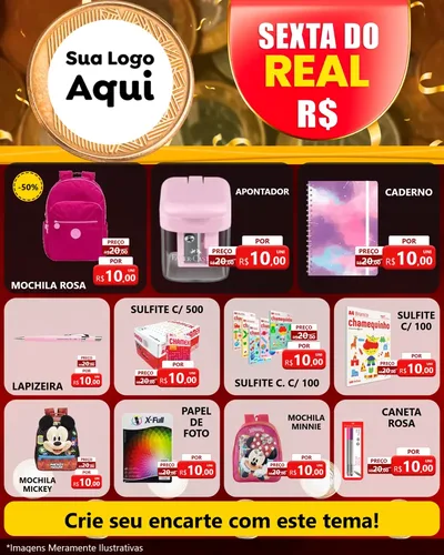 Modelo de Rede Social para Feed Instagram com o tema Sexta do Real para Papelaria