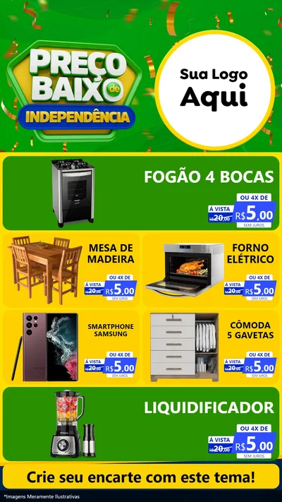 Modelo de TV para TV Vertical com o tema Preço Baixo de Independência para Móveis e Eletro