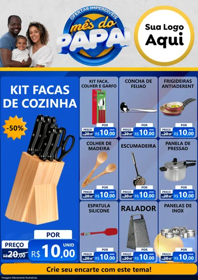 Modelo de Encarte para Encarte A4 Vertical com o tema Ofertas Imperdíveis Mês Do Papai para Utilidades Domésticas