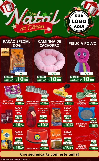 Modelo de Encarte para Encarte Grande com o tema Um Natal de Ofertas para Pet Shop