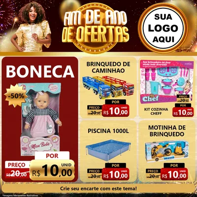 Modelo de Rede Social para Feed Facebook com o tema Fim de Ano de Ofertas para Brinquedos