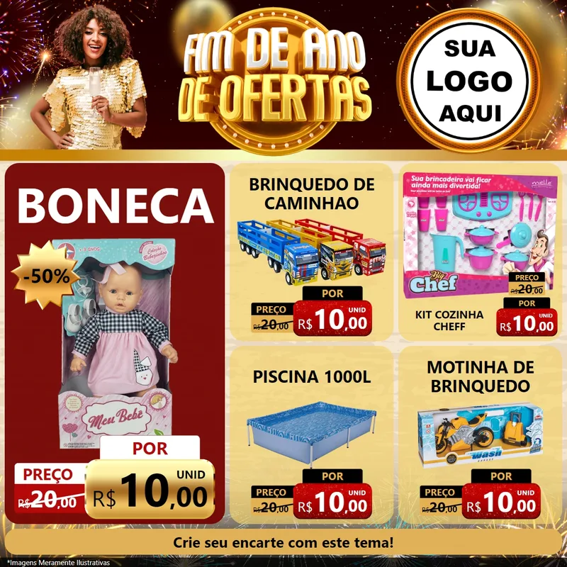 Modelo de Rede Social para Feed Facebook com o tema Fim de Ano de Ofertas para Brinquedos