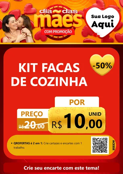Modelo de Cartaz para Cartaz A4 Vertical com o tema Dia das Mães com Promoção para Utilidades Domésticas
