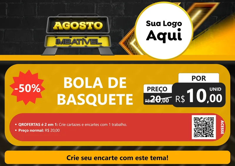 Modelo de Cartaz para Cartaz A4 Horizontal com o tema Agosto Imbatível para Artigos Esportivos