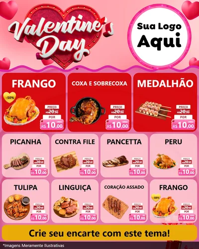 Modelo de Rede Social para Feed Instagram com o tema Valentine's Day para Assados