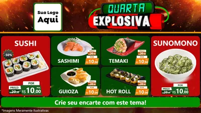 Modelo de TV para TV Horizontal com o tema Quarta Explosiva para Comida japonesa