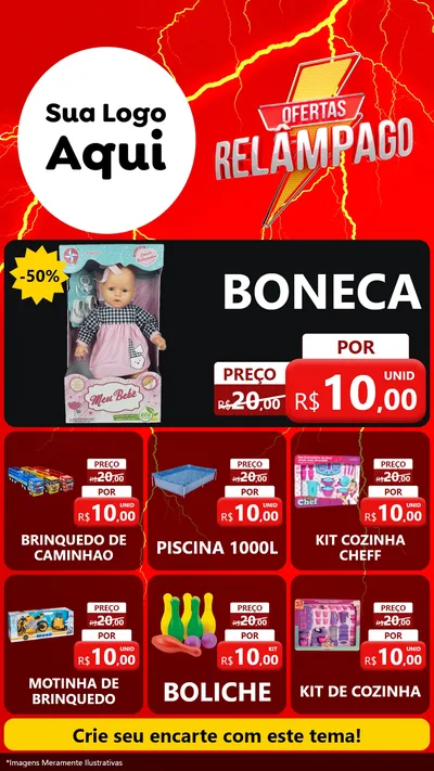 Modelo de Rede Social para Stories com o tema Ofertas Relâmpago para Brinquedos