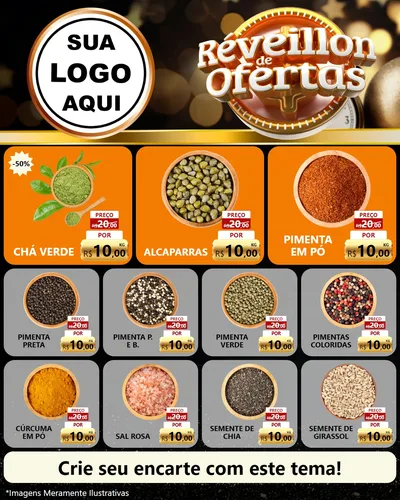 Modelo de Rede Social para Feed Instagram com o tema Réveillon de Ofertas para Produtos Naturais