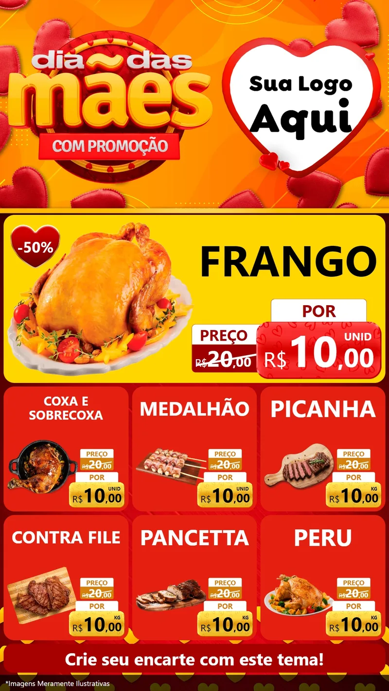 Modelo de Rede Social para Stories com o tema Dia das Mães com Promoção para Assados
