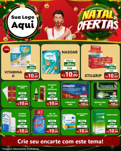 Modelo de Rede Social para Feed Instagram com o tema Natal de Ofertas para Farmácia