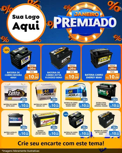Modelo de Rede Social para Feed Instagram com o tema Janeiro Premiado para Baterias Elétricas