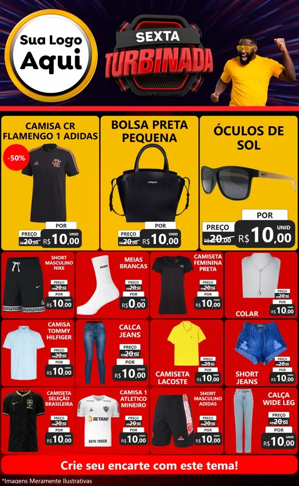Modelo de Encarte para Encarte Grande com o tema Sexta Turbinada para Roupas e acessórios