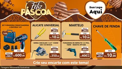 Modelo de TV para TV Horizontal com o tema Feliz Páscoa para Maquinas e Ferramentas