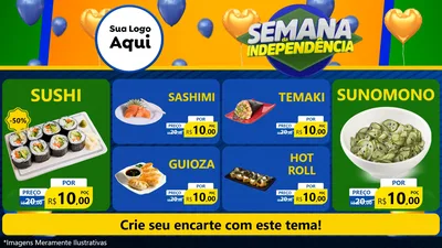 Modelo de TV para TV Horizontal com o tema Semana da Independência para Comida japonesa