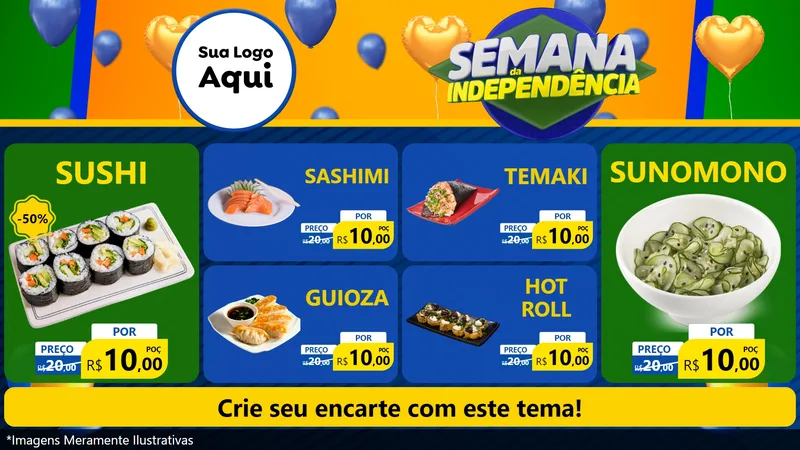 Modelo de TV para TV Horizontal com o tema Semana da Independência para Comida japonesa