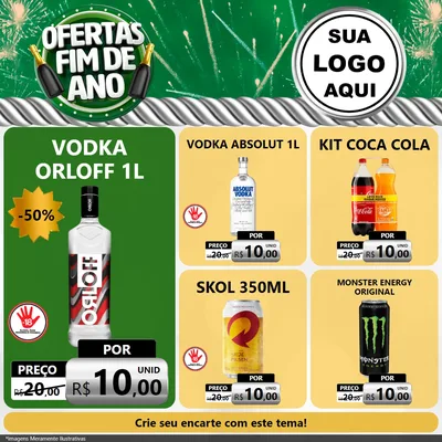Modelo de Rede Social para Feed Facebook com o tema Ofertas Fim de Ano para Distribuidora de bebidas