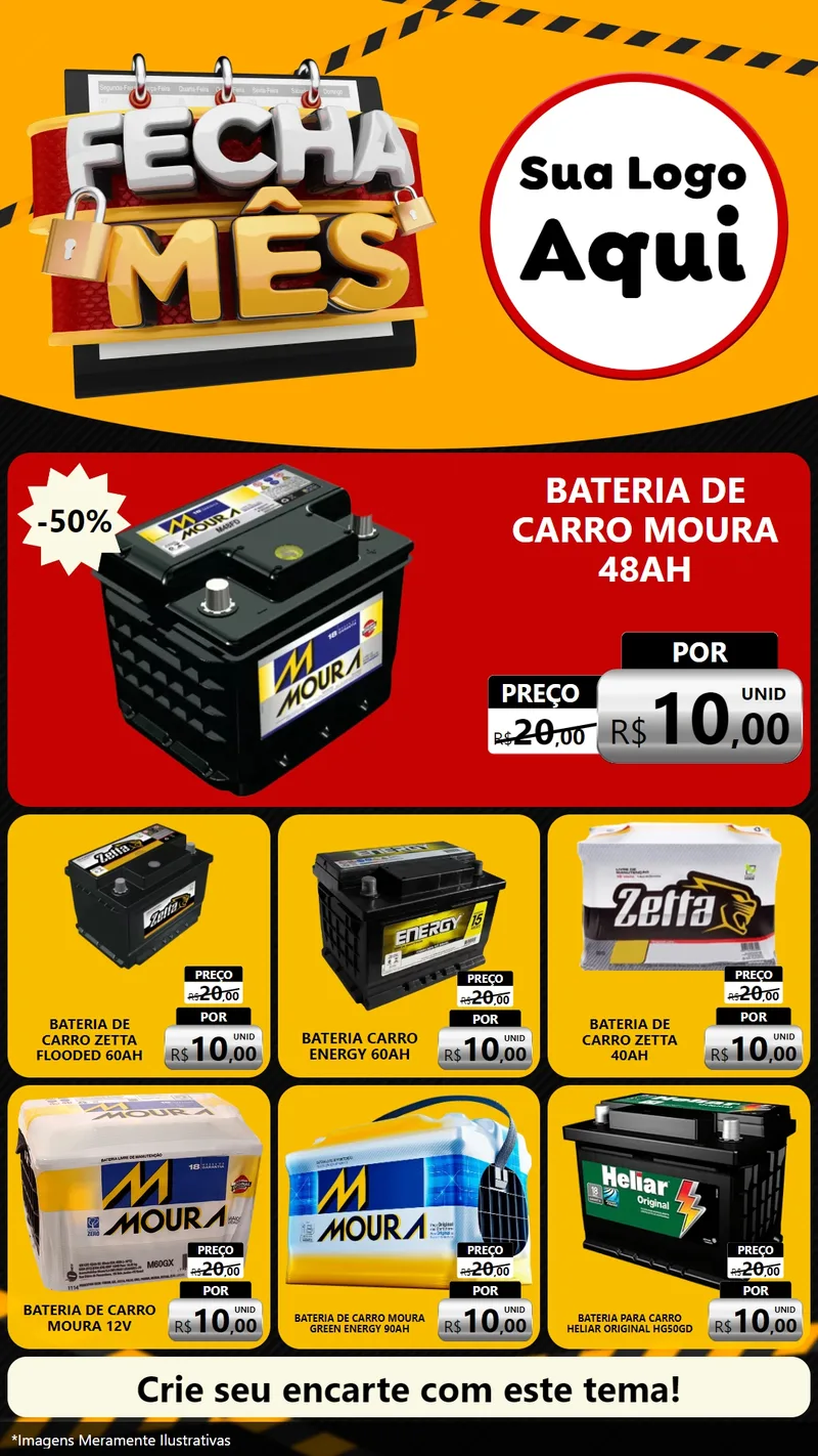 Modelo de Rede Social para Stories com o tema Fecha Mês para Baterias Elétricas