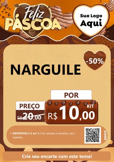 Modelo de Cartaz para Cartaz A4 Vertical com o tema Feliz Páscoa para Tabacaria
