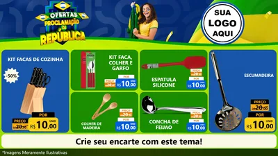 Modelo de TV para TV Horizontal com o tema Ofertas Proclamação da República para Utilidades Domésticas