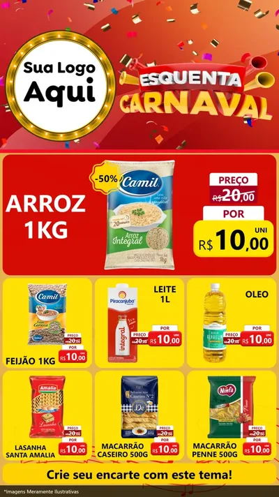 Modelo de Rede Social para Stories com o tema Esquenta Carnaval para Supermercado